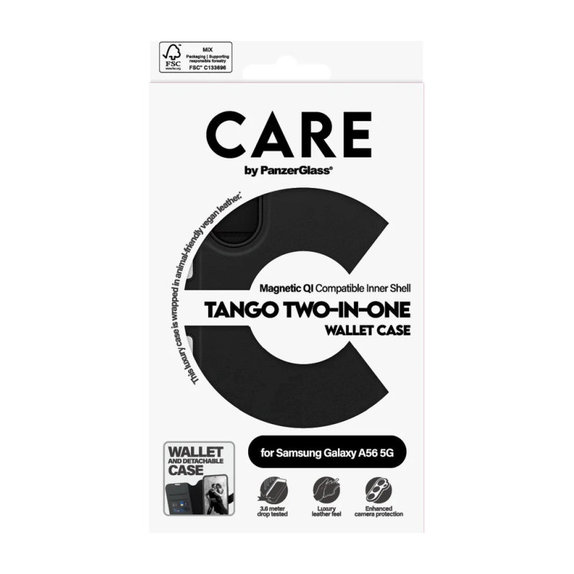Puzdro Wallet Tango Two-In-One pre Samsung A56 5G, Čierna, PanzerGlass