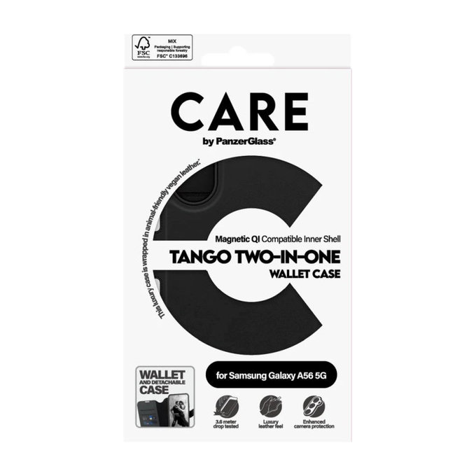 Puzdro Wallet Tango Two-In-One pre Samsung A56 5G, Čierna, PanzerGlass