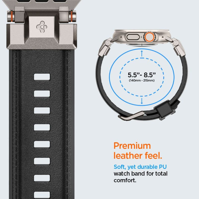 Spigen - Remienok Durapro Armor PU pre Apple Watch (42, 44, 45, 49mm), čierna