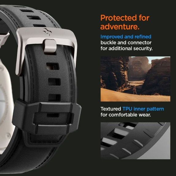 Spigen - Remienok Durapro Armor PU pre Apple Watch (42, 44, 45, 49mm), čierna
