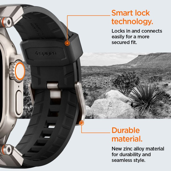 Spigen - Remienok Durapro Armor PU pre Apple Watch (42, 44, 45, 49mm), čierna