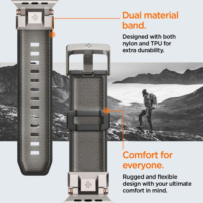 Spigen - Remienok Durapro Armor pre Apple Watch (42, 44, 45, 49mm), sivá