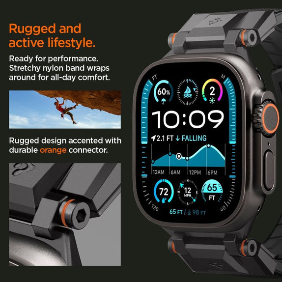 Spigen - Remienok Durapro Armor pre Apple Watch (42, 44, 45, 49mm), Black Edition