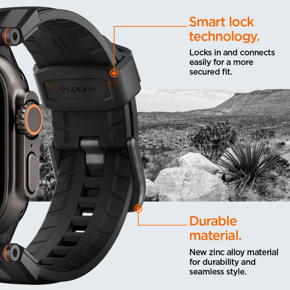 Spigen - Remienok Durapro Armor pre Apple Watch (42, 44, 45, 49mm), Black Edition