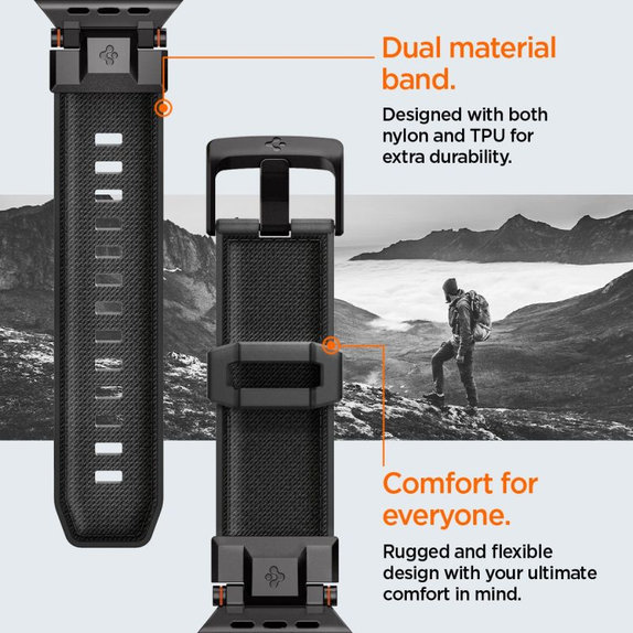 Spigen - Remienok Durapro Armor pre Apple Watch (42, 44, 45, 49mm), Black Edition