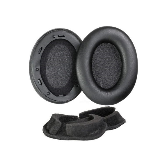 Náhradné Náušníky pre Sony WH-1000XM3, Pamäťová pena + PU Koža, Čierne, 1 pár