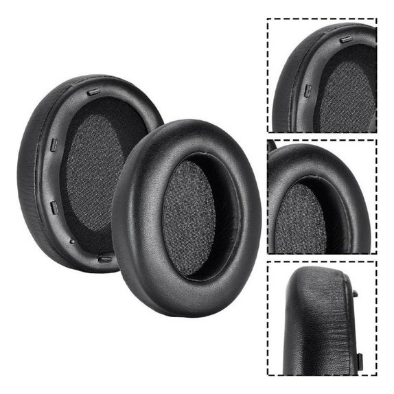 Náhradné Náušníky pre Sony WH-XB910N, Pamäťová pena + PU Koža, Čierne, 1 pár