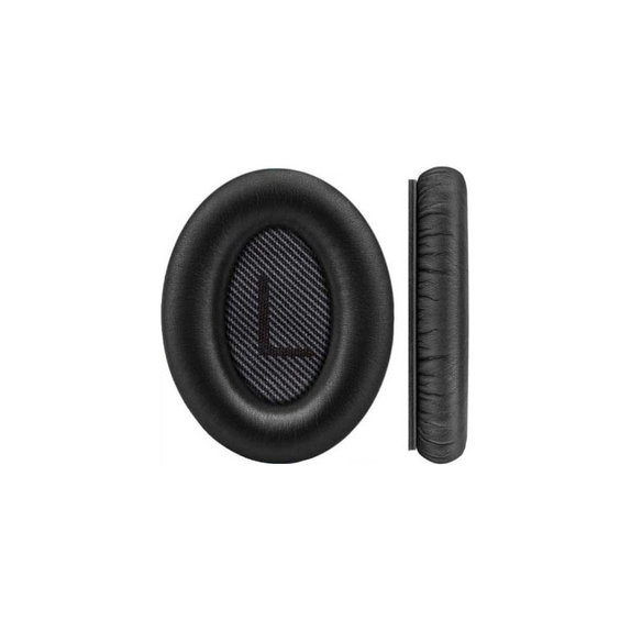 Náhradné Náušníky pre Bose QuietComfort 35, Pamäťová pena + PU Koža, Čierne, 1 pár
