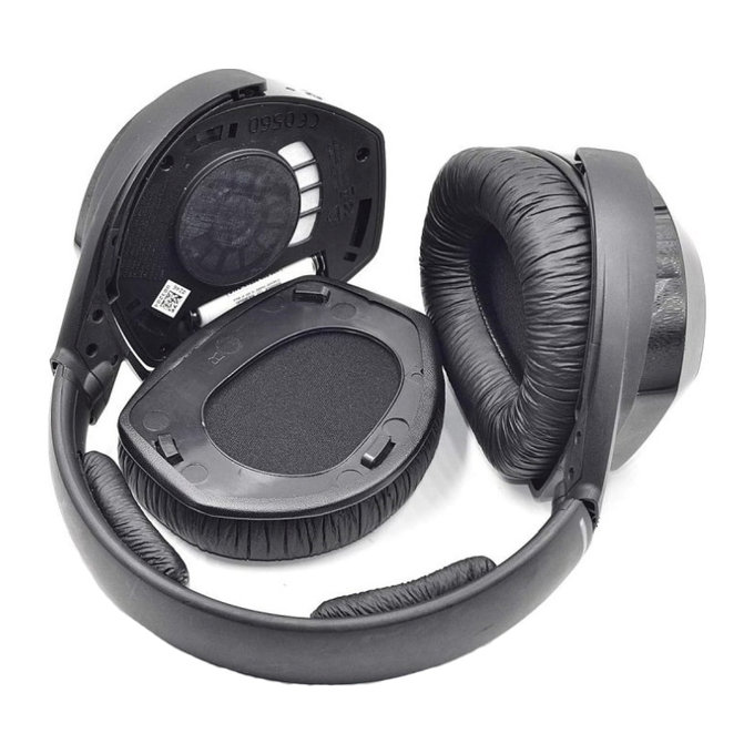 Náhradné Náušníky pre Sennheiser HDR175, RS175, Pamäťová pena + PU Koža, Čierne, 1 pár