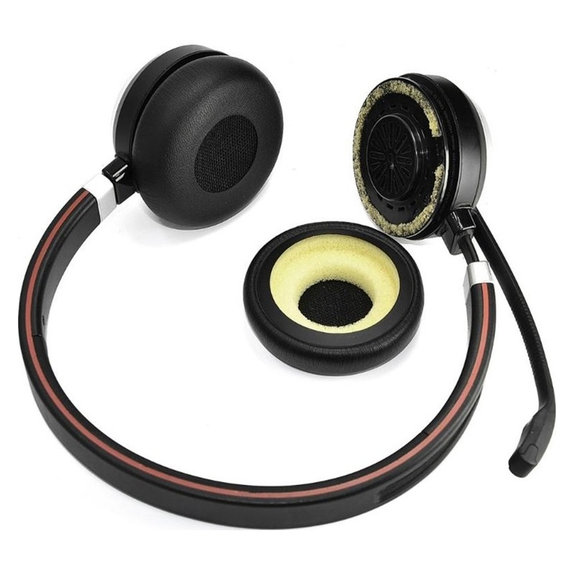 Náhradné Náušníky pre Jabra Evolve 20, 30, 40, PU Koža, Čierne, 1 pár