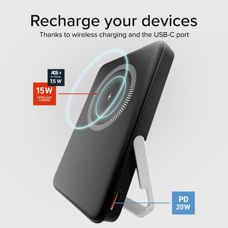 SBS - PowerBank 5000mAh, 20W, Power Delivery, Mag Stand, čierna