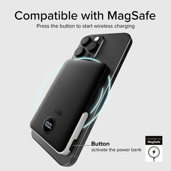 SBS - PowerBank 5000mAh, 20W, Power Delivery, Mag Stand, čierna