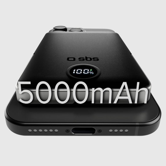 SBS - PowerBank 5000mAh, 20W, Power Delivery, Mag Stand, čierna