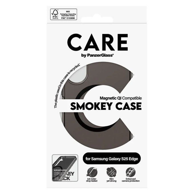 Puzdro Smokey s čiernym QI pre Samsung Galaxy S25 Edge, Čierna, PanzerGlass
