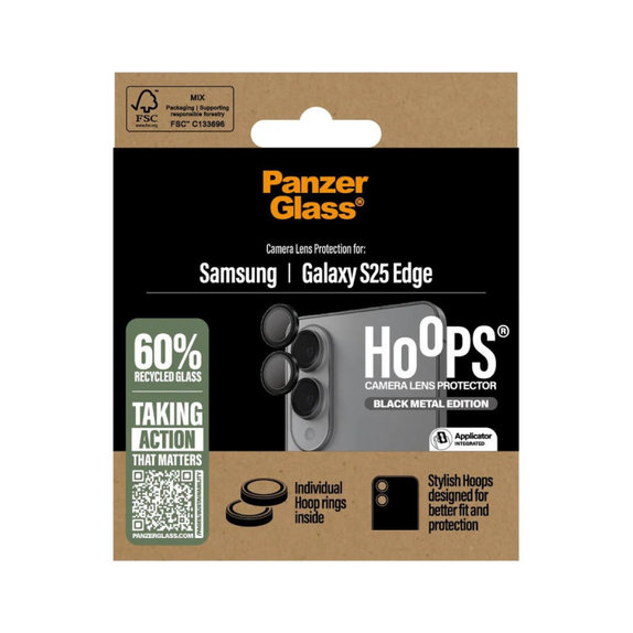 Ochranný kryt objektívu Hoops pre Samsung S25 Edge, Čierna, PanzerGlass