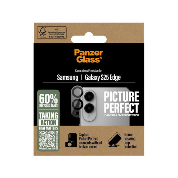 Ochranný kryt objektívu PicturePerfect pre Samsung S25 Edge, Čierna, PanzerGlass