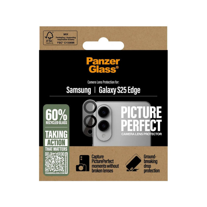 Ochranný kryt objektívu PicturePerfect pre Samsung S25 Edge, Čierna, PanzerGlass