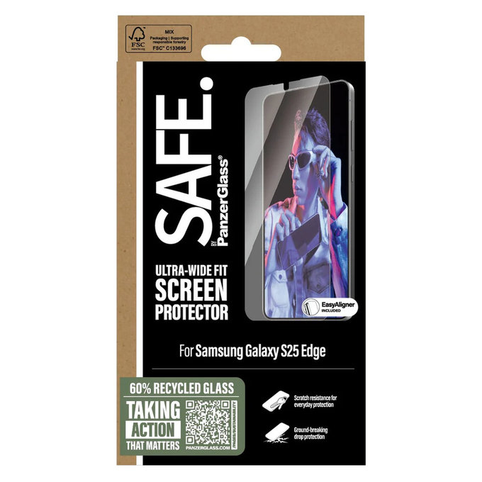 Tvrdené sklo UWF s aplikátorom pre Samsung Galaxy S25 Edge, Číra, SAFE by PanzerGlass