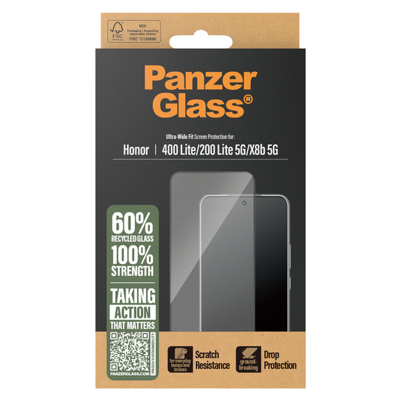 Tvrdené sklo UWF pre Honor 400 Lite, Čierna, PanzerGlass