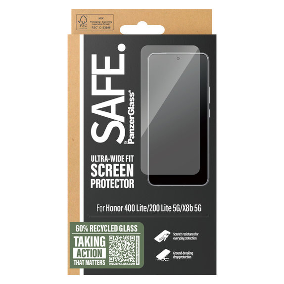 Tvrdené sklo UWF pre Honor 400 Lite, Čierna, SAFE by PanzerGlass