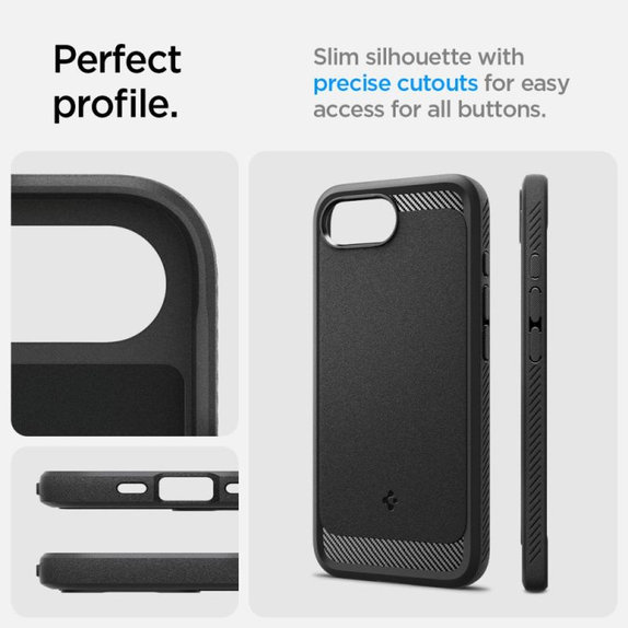 Spigen - Puzdro Rugged Armor s MagSafe pre iPhone 16e, Matte Black