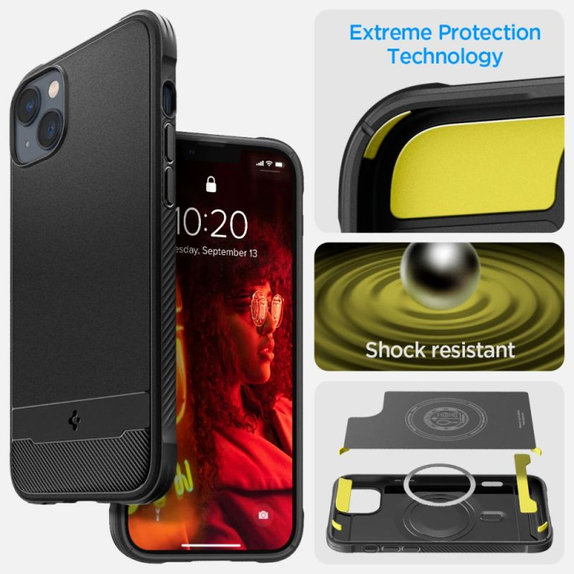 Spigen - Puzdro Rugged Armor s MagSafe pre iPhone 14, Matte Black
