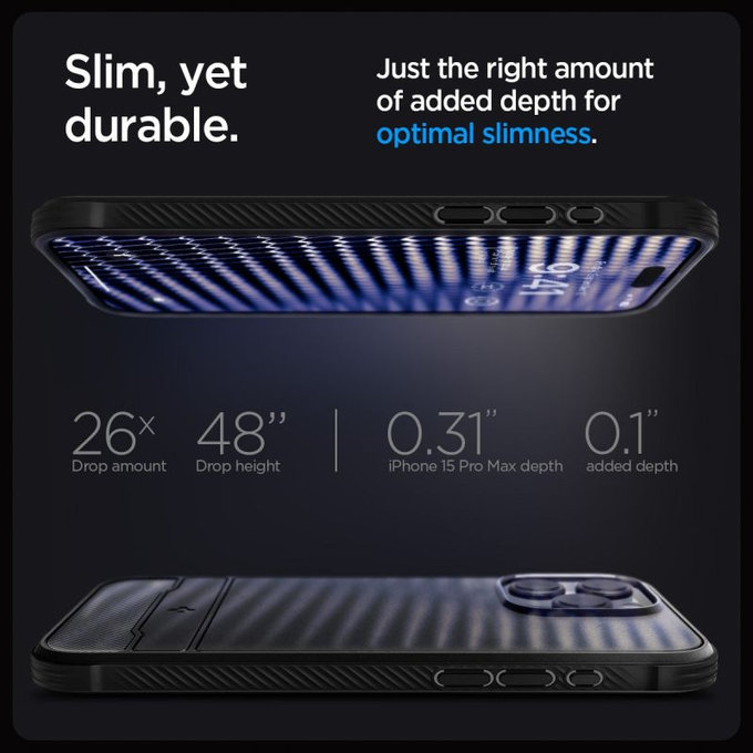 Spigen - Puzdro Rugged Armor s MagSafe pre iPhone 15 Pro Max, Matte Black