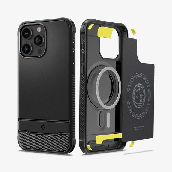 Spigen - Puzdro Rugged Armor s MagSafe pre iPhone 15 Pro, Matte Black