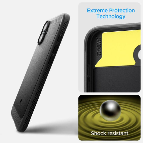Spigen - Puzdro Rugged Armor s MagSafe pre iPhone 16, Matte Black