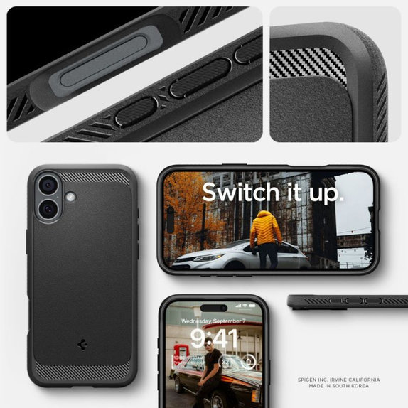 Spigen - Puzdro Rugged Armor s MagSafe pre iPhone 16, Matte Black