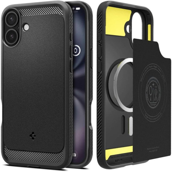 Spigen - Puzdro Rugged Armor s MagSafe pre iPhone 16, Matte Black