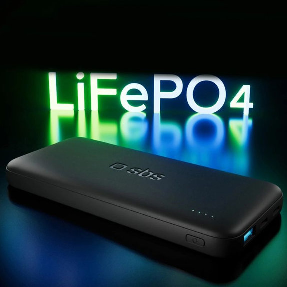 SBS - PowerBank 10000mAh, 10W, Infinity, LiFePO4, USB-C/USB-A, čierna