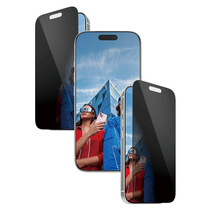 Tvrdené sklo UWF 2-Way Privacy s aplikátorom pre iPhone 17 Pro, Čierna, PanzerGlass