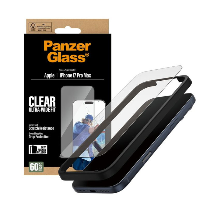 PanzerGlass - Tvrdené sklo UWF s aplikátorom pre iPhone 17 Pro Max, čierna