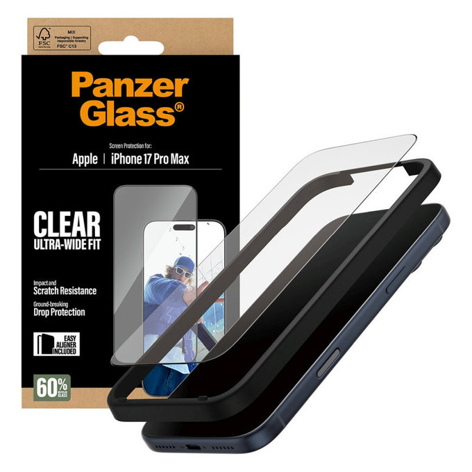Tvrdené sklo UWF s aplikátorom pre iPhone 17 Pro Max, Čierna, PanzerGlass