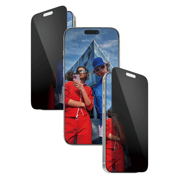 Tvrdené sklo UWF 2-Way Privacy s aplikátorom pre iPhone 17 Pro Max, Čierna, PanzerGlass
