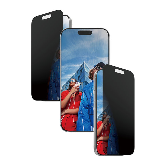 Tvrdené sklo UWF 2-Way Privacy s aplikátorom pre iPhone 17/16 Pro, Čierna, PanzerGlass