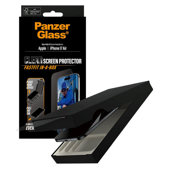 Tvrdené sklo UWF s Fastfit pre iPhone 17 Air, Čierna, PanzerGlass