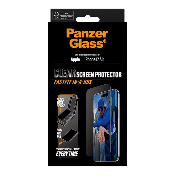 Tvrdené sklo UWF s Fastfit pre iPhone 17 Air, Čierna, PanzerGlass