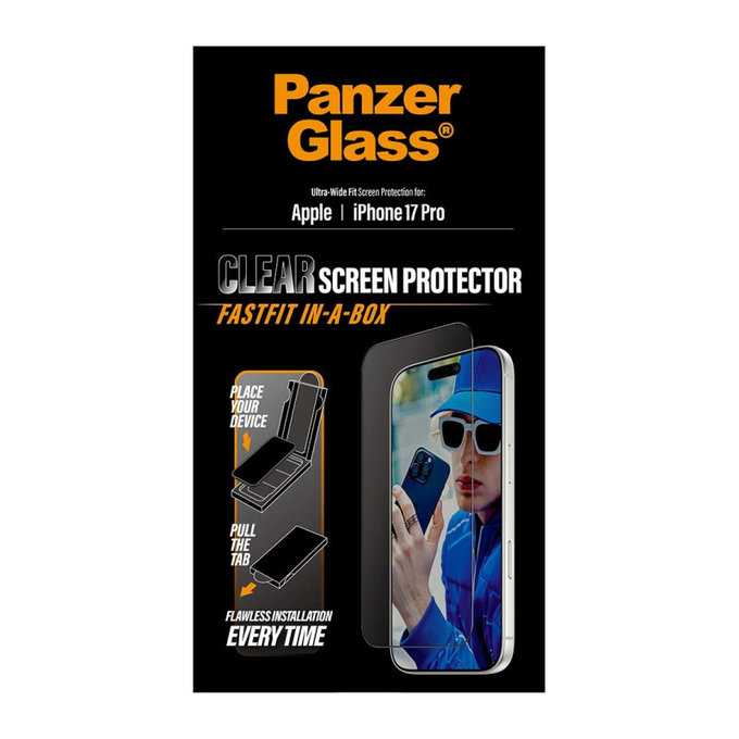 Tvrdené sklo UWF s Fastfit pre iPhone 17 Pro, Čierna, PanzerGlass