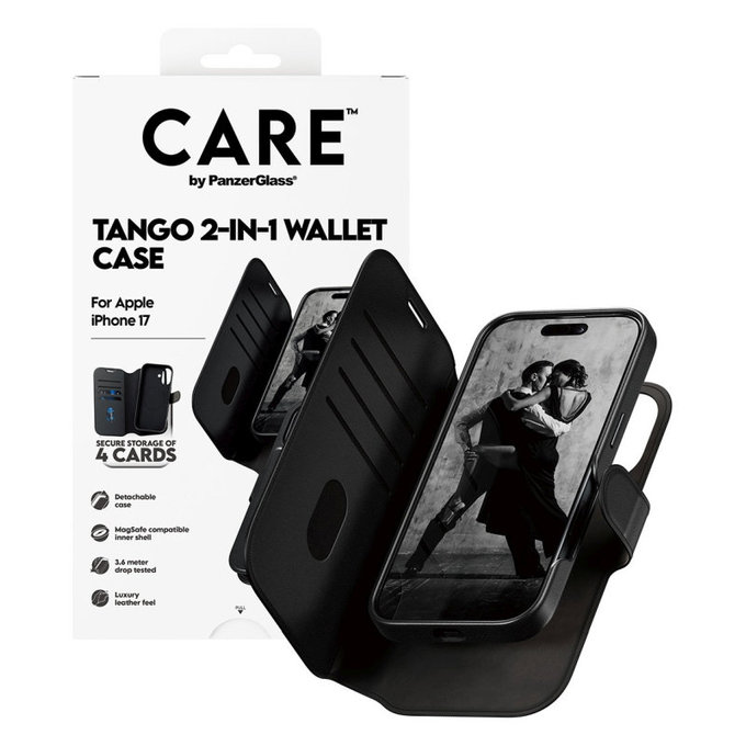 Puzdro Wallet Tango Two-In-One s MagSafe pre iPhone 17, Čierna, CARE