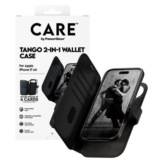 Puzdro Wallet Tango Two-In-One s MagSAFE by PanzerGlass pre iPhone Air, Čierna, PanzerGlass