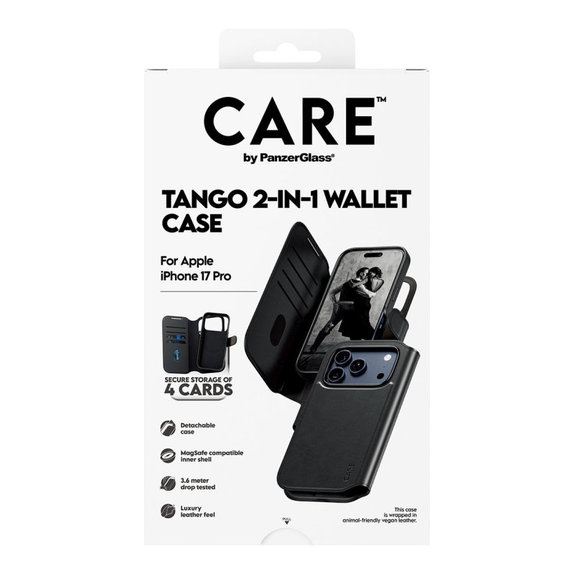 Puzdro Wallet Tango Two-In-One s MagSafe pre iPhone 17 Pro, Čierna, CARE