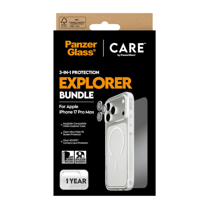 Bundle 3v1 Explorer pre iPhone 17 Pro Max, PanzerGlass