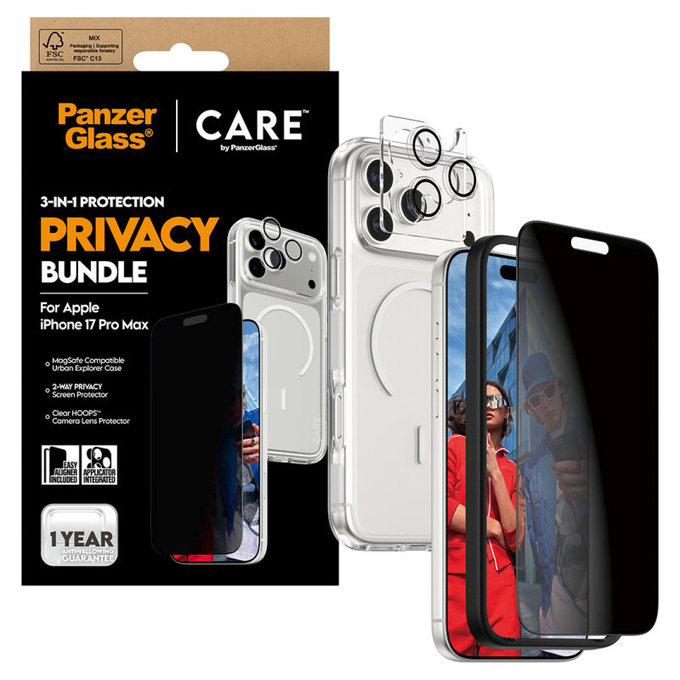 Bundle 3v1 Privacy pre iPhone 17 Pro Max, PanzerGlass