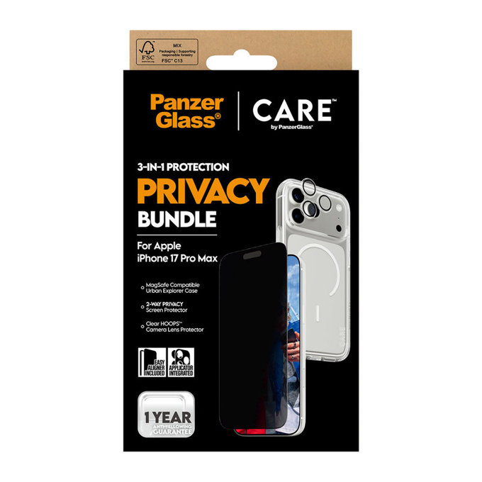 Bundle 3v1 Privacy pre iPhone 17 Pro Max, PanzerGlass