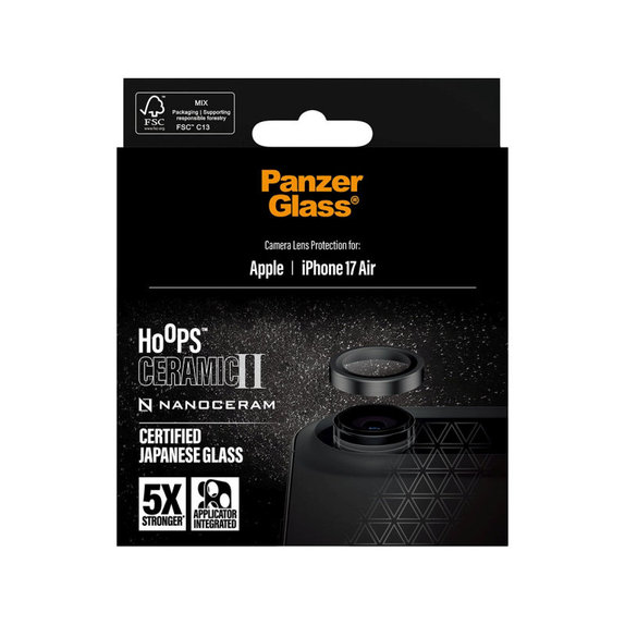 Ochranný kryt objektívu Hoops Ceramic II pre iPhone 17 Air, Čierna, PanzerGlass