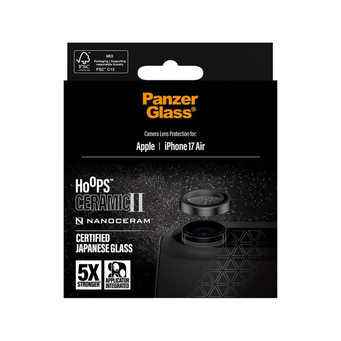 Ochranný kryt objektívu Hoops Ceramic II pre iPhone 17 Air, Čierna, PanzerGlass