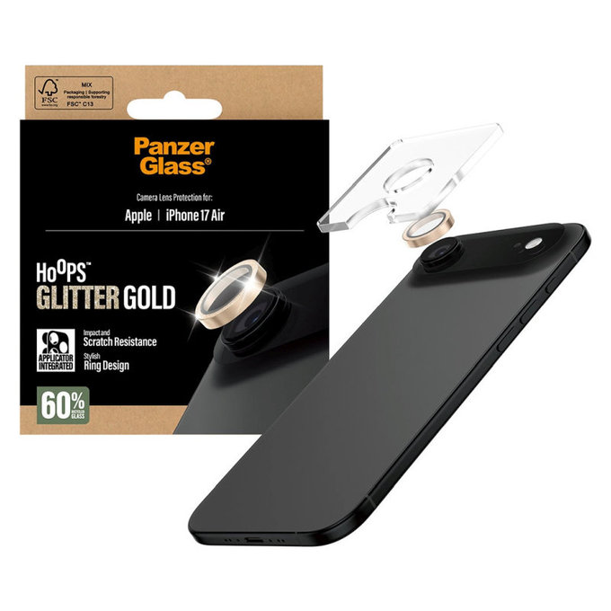 Ochranný kryt objektívu Hoops pre iPhone 17 Air, Glitter Gold, PanzerGlass