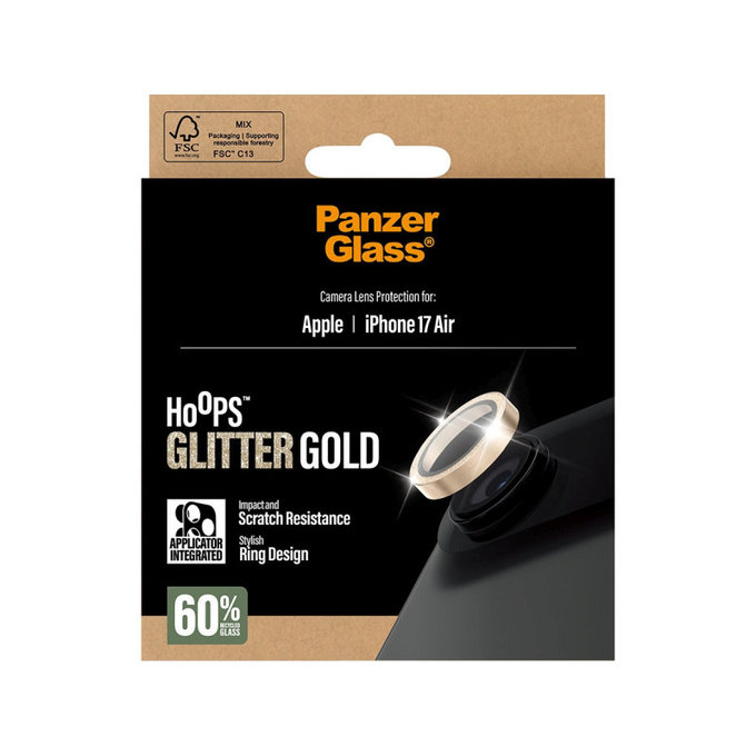 Ochranný kryt objektívu Hoops pre iPhone 17 Air, Glitter Gold, PanzerGlass